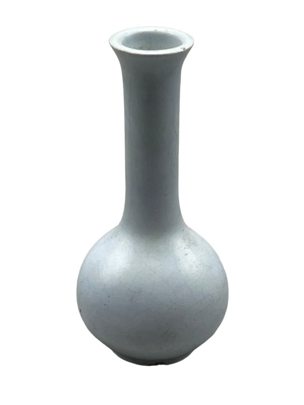 vintage mini bud vase white signed light gray 4" READ